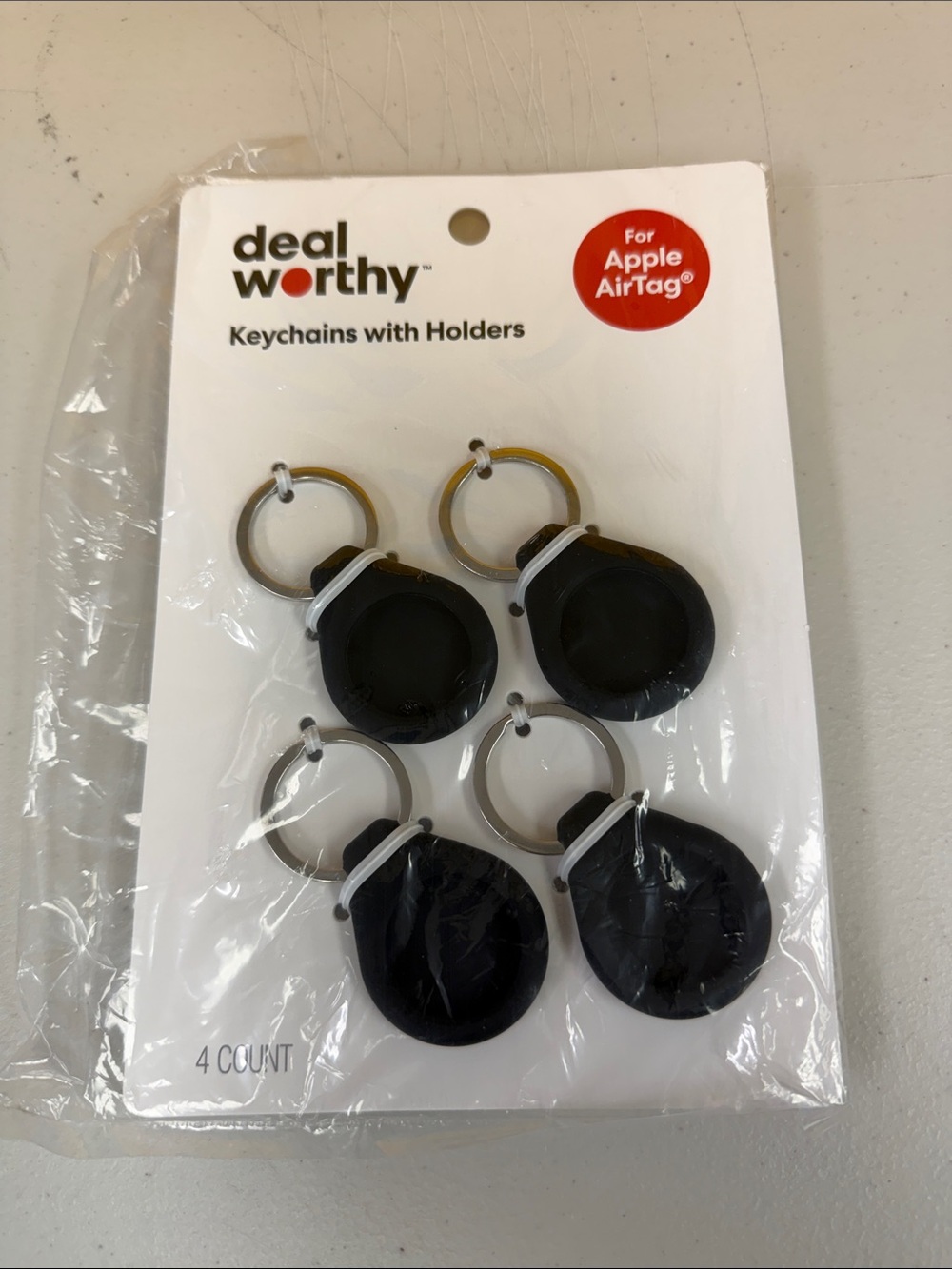 Deal Worthy Black Apple AirTag Keychain Holders 4 Pack all new for apple AirTag
